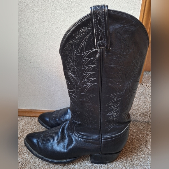 Tony Lama Mens Black Western Cowboy Boots Pointed Toe  Size 8 E - Picture 2 of 10